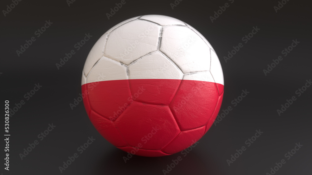 Drapeau de la Pologne incrusté dans un ballon de football