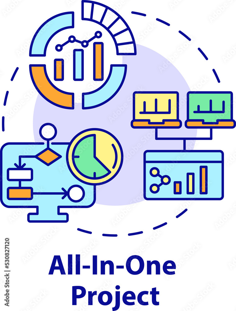 All-in-one project concept icon. Business program abstract idea thin ...