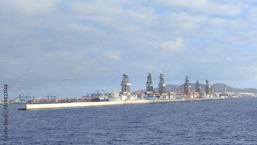 View of a large cargo loading and unloading area belonging to a city port View of a large cargo loading and unloading area belonging to a city port