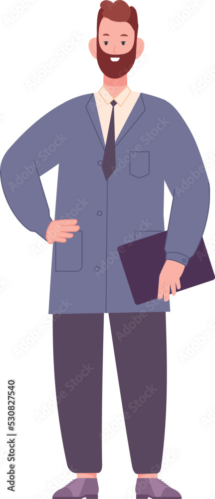 Middle age man in suit. Smiling businessman character Middle age man in suit. Smiling businessman character