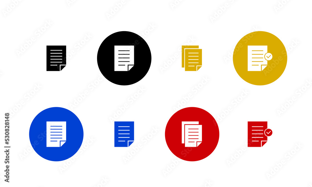 Document Symbol Set. Document vector icons isolated design on white background.