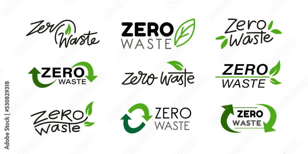 Fototapeta premium Zero waste icon logo vector illustration for eco green campaign