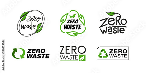 Zero waste icon logo text concept for green management system