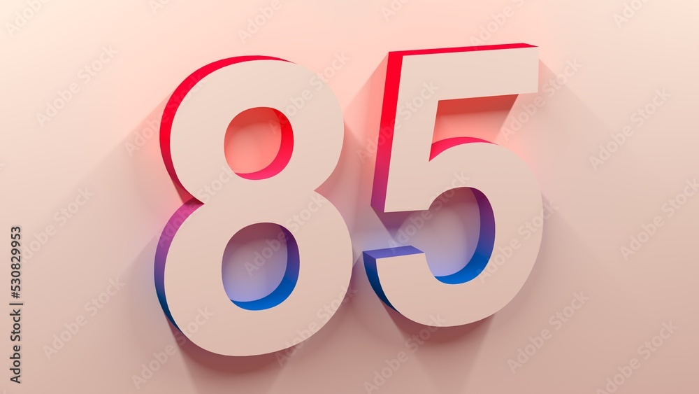 Sexy Light Corporate Number 85 Design With Blue Red Gradient Color On The Wall 3D Rendering Sexy Light Corporate Number 85 Design With Blue Red Gradient Color On The Wall 3D Rendering