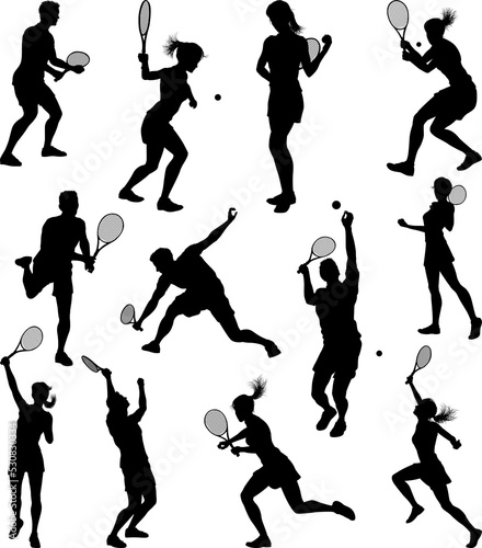 Wallpaper Mural Silhouette Tennis Players Sports People Set Torontodigital.ca