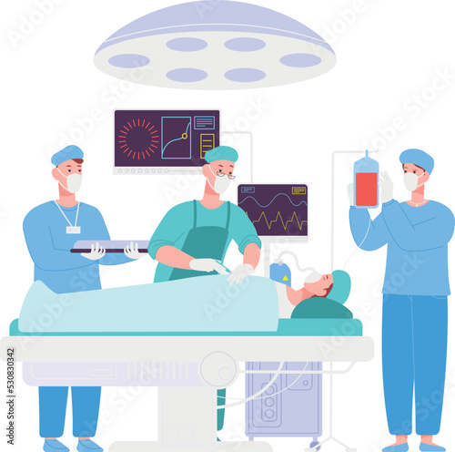 Medical operation. Doctor treat patient in surgical room
