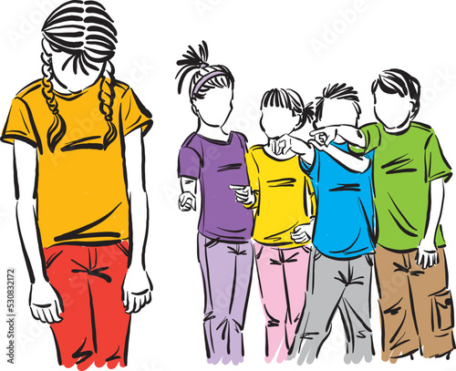 bulling concept students pointing girl shy school children together vector illustration