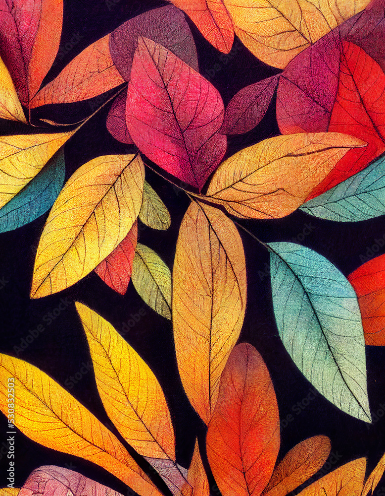 pattern illustration of autumn leaves in different colors