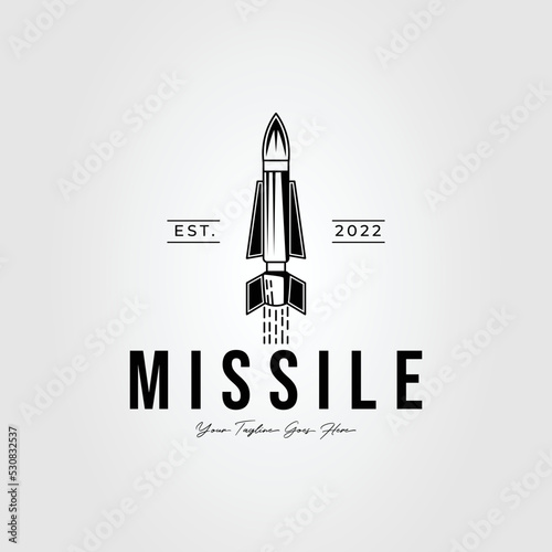 Print op canvas missile weapon or rocket launcher logo vector illustration design