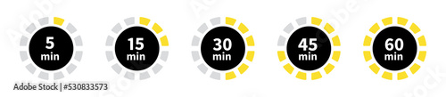 Timers icon set. Stopwatch, timer icons set. Timer and stopwatch icons. Countdown timer collection. Isolated vector set of elements time or timer. Stopwatch symbol. Fast time icon. Circle arrow icon.