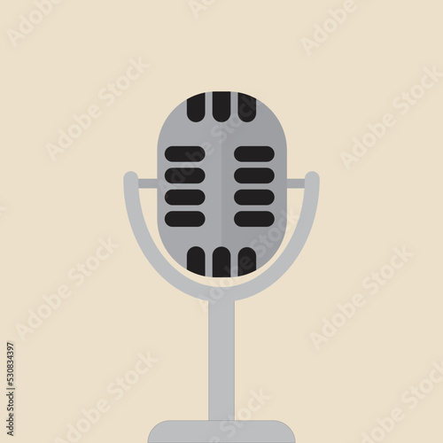 retro microphone vector illustration mic for podcast and music entertainment interview performance equipment