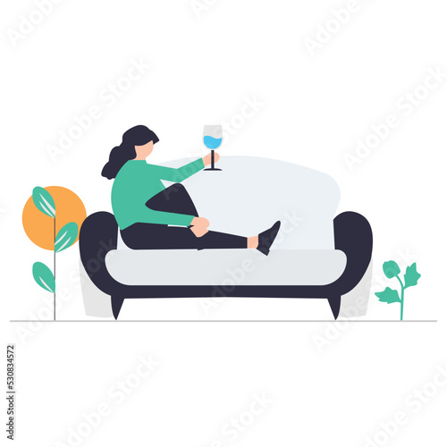 girl enjoy in drinking illustration which is suitable for commercial work and easily modify or edit it