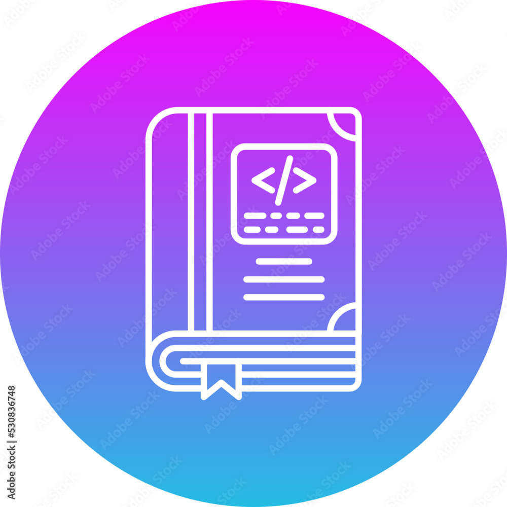 Coding Book Gradient Circle Line Inverted Icon Coding Book Gradient Circle Line Inverted Icon