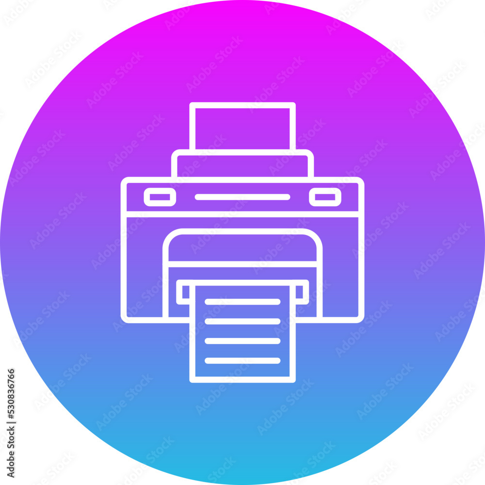 Printer Gradient Circle Line Inverted Icon Printer Gradient Circle Line Inverted Icon