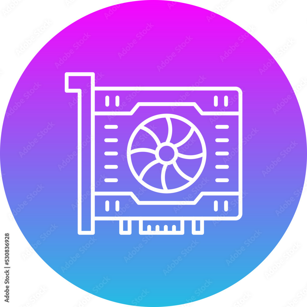 Vga Card Gradient Circle Line Inverted Icon Vga Card Gradient Circle Line Inverted Icon