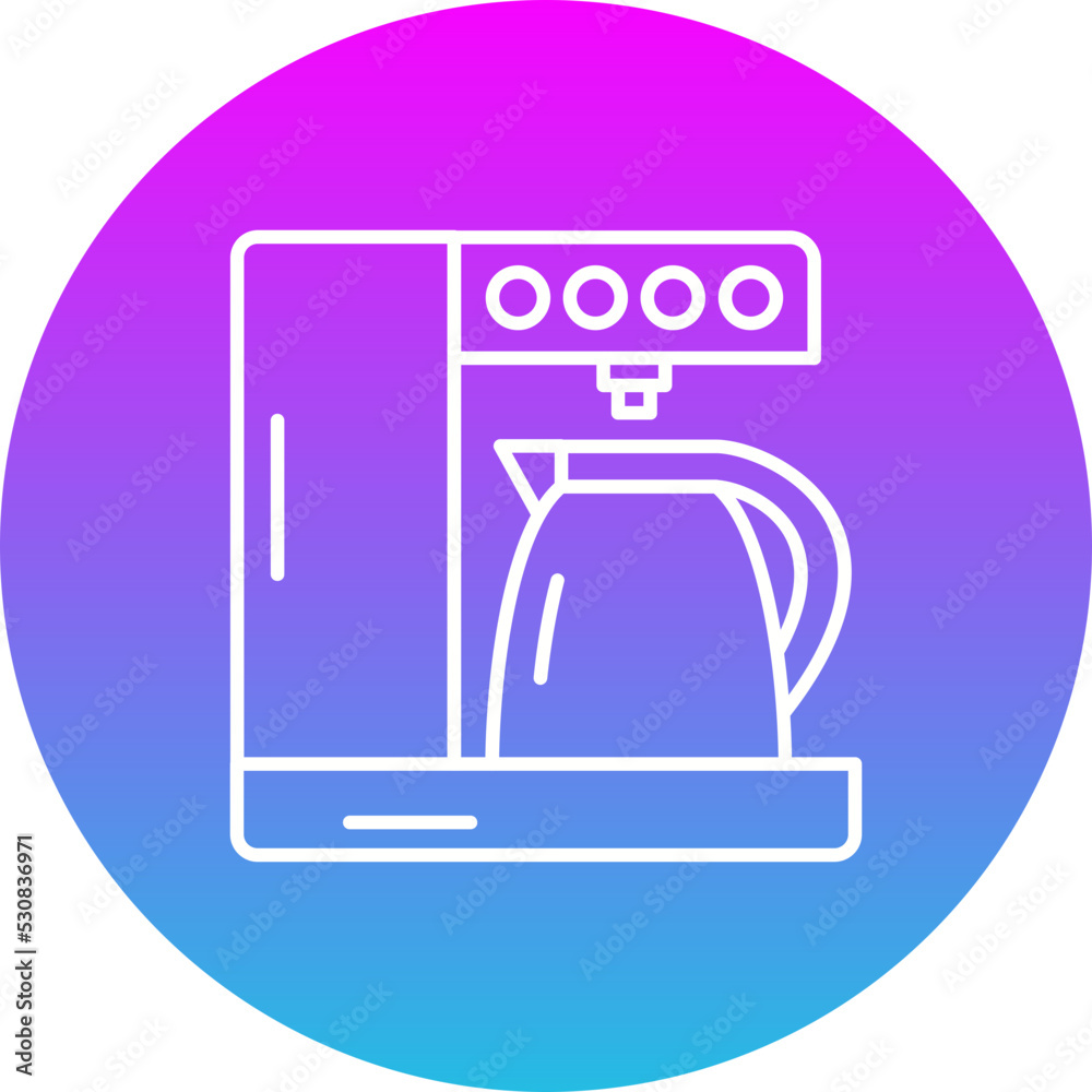 Coffee Maker Gradient Circle Line Inverted Icon