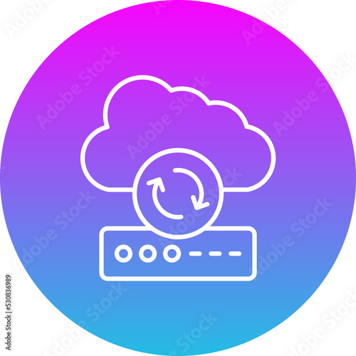 Cloud Sync Gradient Circle Line Inverted Icon