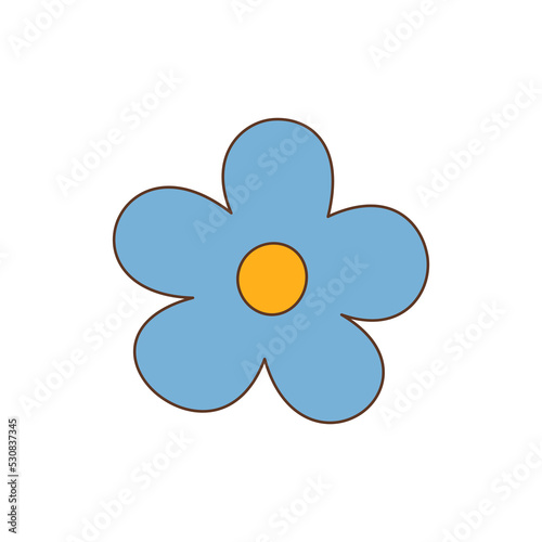 Groovy daisy flower. Colorful vector illustration in vintage style. Retro 70s 60s design element or icon