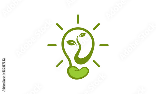 smart bean logo by combining  beans and bulb Free Vector