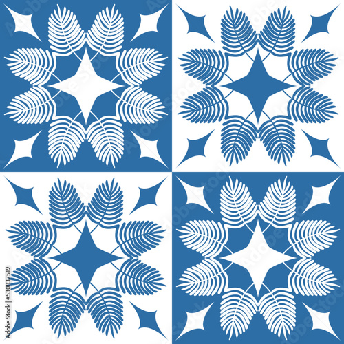 Azulejo blue seamless pattern, traditional spanish pattern for interior decoration and fabric dyeing