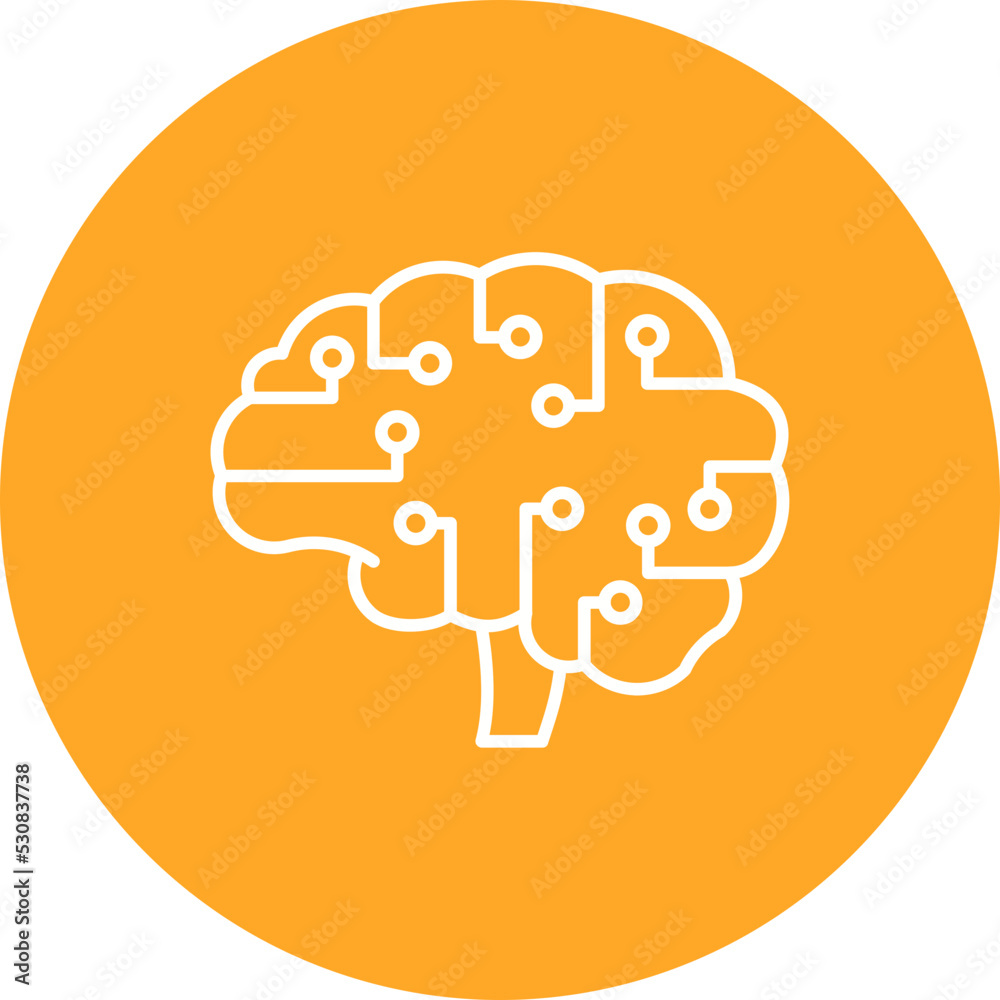 AI Brain Multicolor Circle Line Inverted Icon AI Brain Multicolor Circle Line Inverted Icon