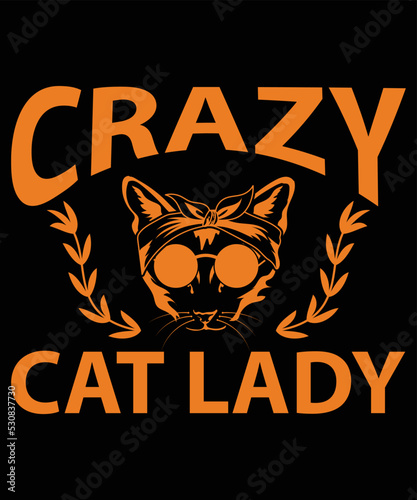Crazy Cat Lady Vector T-Shirt Design Template