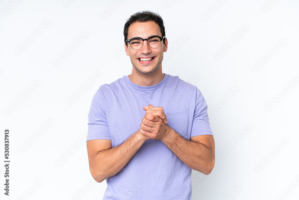 Young caucasian man isolated on white background laughing Young caucasian man isolated on white background laughing