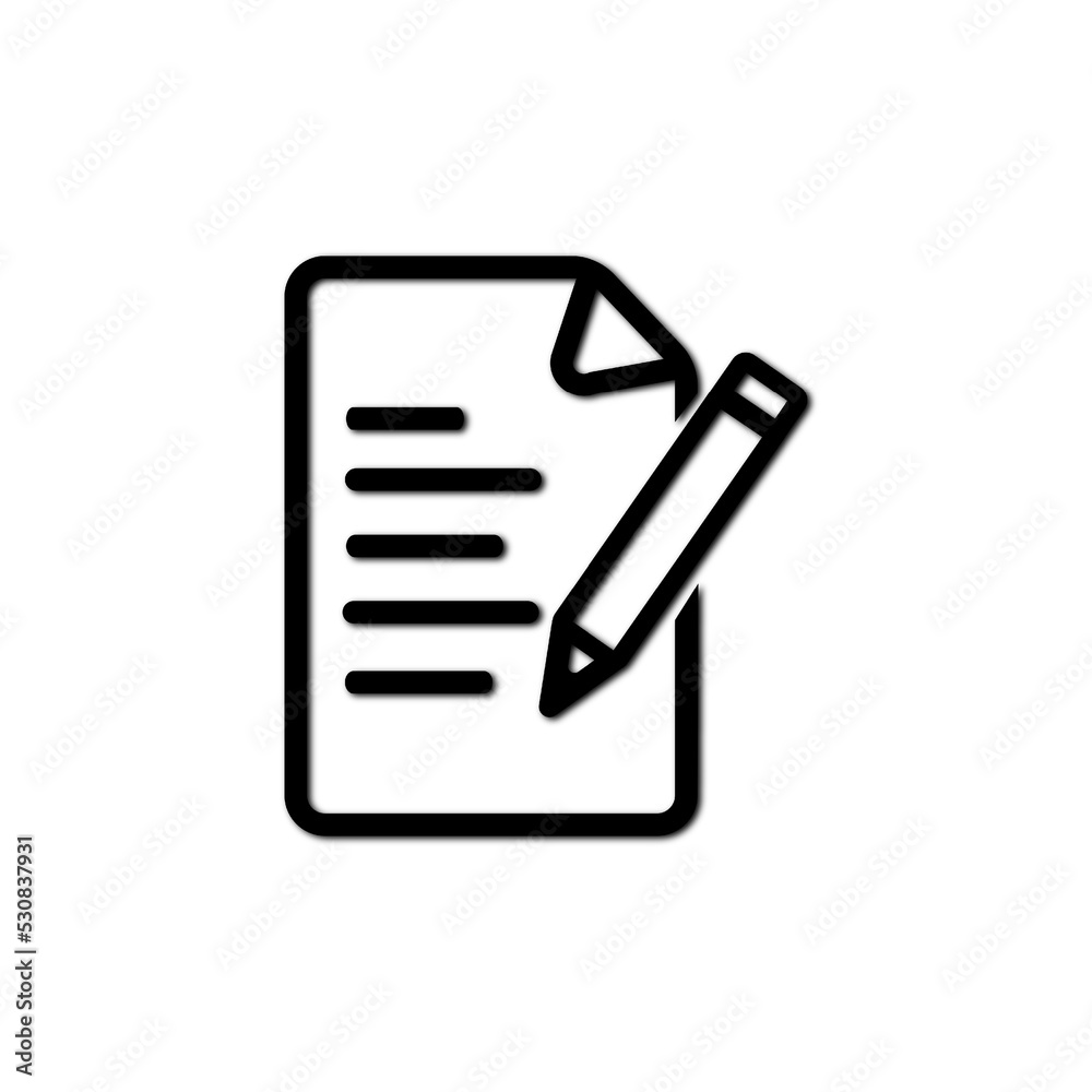 Document vector iconisolated on white background. Note and pen, contract document. File, text document, a sheet of paper document. Vector Illustration Document vector iconisolated on white background. Note and pen, contract document. File, text document, a sheet of paper document. Vector Illustration