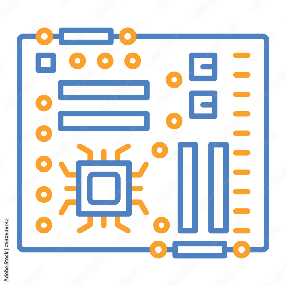 Motherboard Blue And Orange Line Icon Motherboard Blue And Orange Line Icon