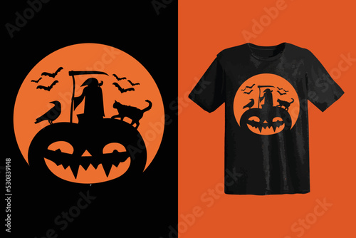 Halloween pumpkin set graphic t-shirt design for ready to print, Happy Halloween - Halloween quote on white background with a cute hanging spider and jack o lantern pumpkin. Good for t-shirt, mug, ban
