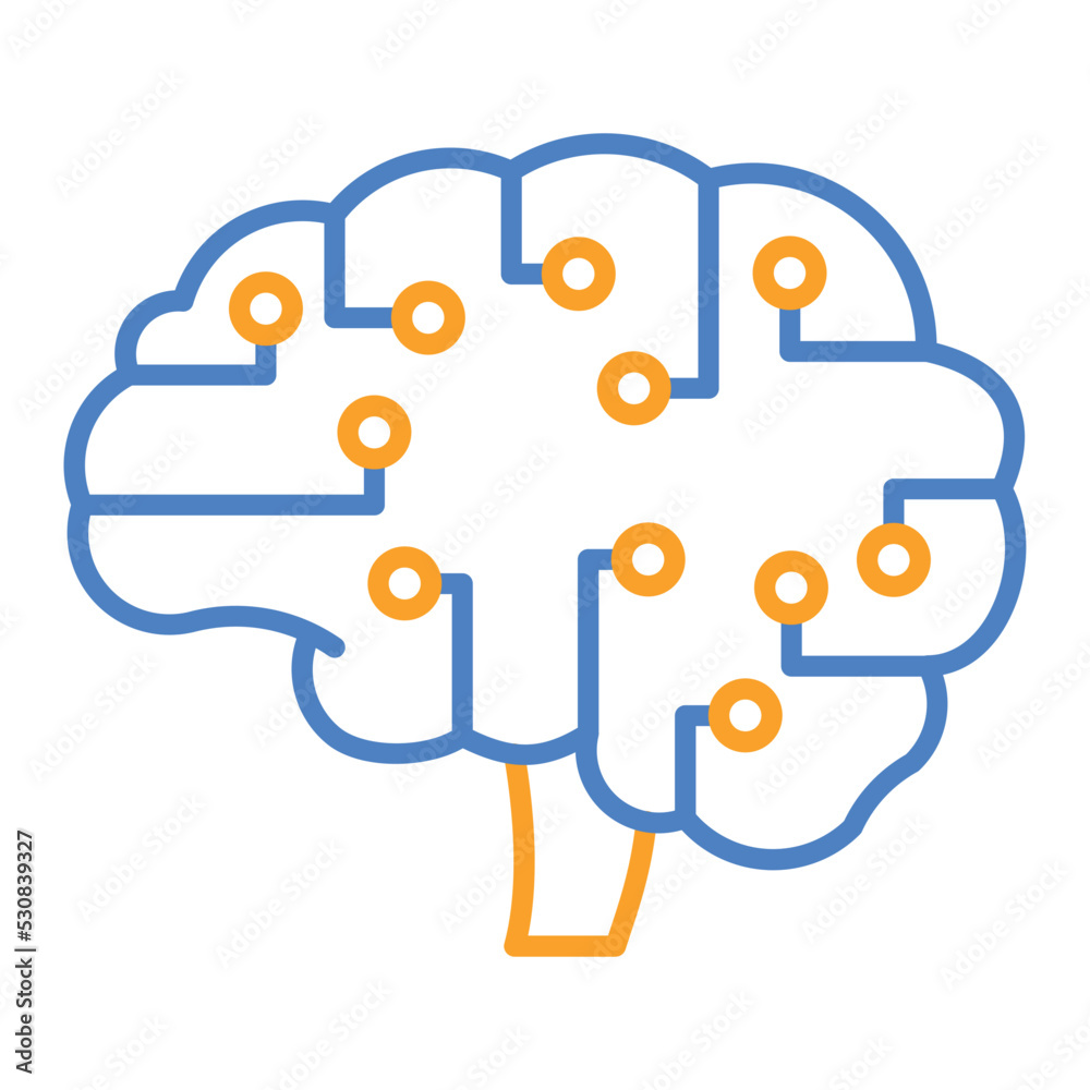 AI Brain Blue And Orange Line Icon AI Brain Blue And Orange Line Icon