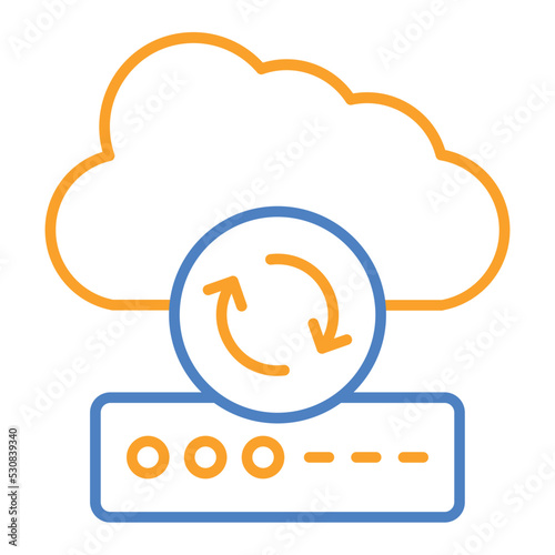 Cloud Sync Blue And Orange Line Icon