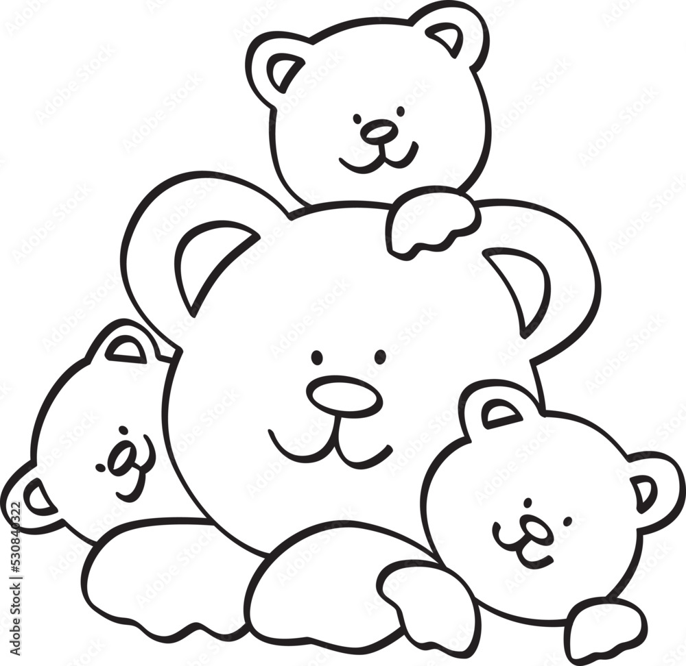 Fototapeta premium Cute Teddy bear, doodle illustration 
