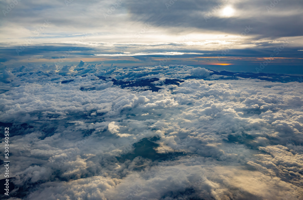 Aerial view of the clouds and mountain landscape over Taipei