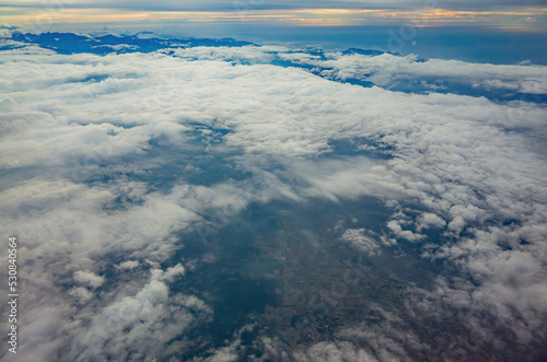 Aerial view of the clouds and mountain landscape over Taipei