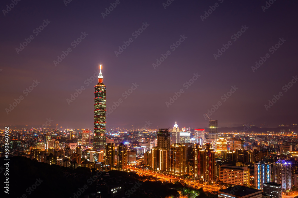 Fototapeta premium Night landscape of Xinyi District cityscape