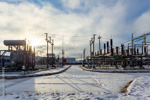 Electrical transformer, equipment for stepping up or stepping down voltage, high voltage power plant © vadimborkin