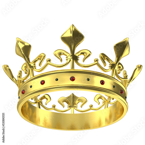 3D rendering illustration of a gold crown