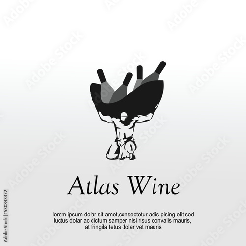 atlas illustration lifting a wine bucket logo design idea