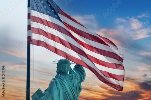 Statue of liberty New york city usa at sunset