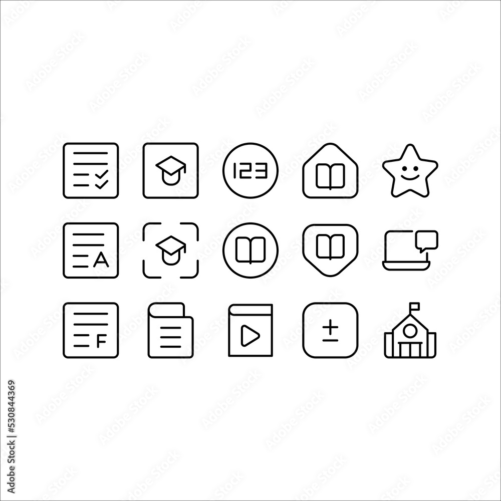 school, learning Icon set, on a white background, eps 10. school, learning Icon set, on a white background, eps 10.