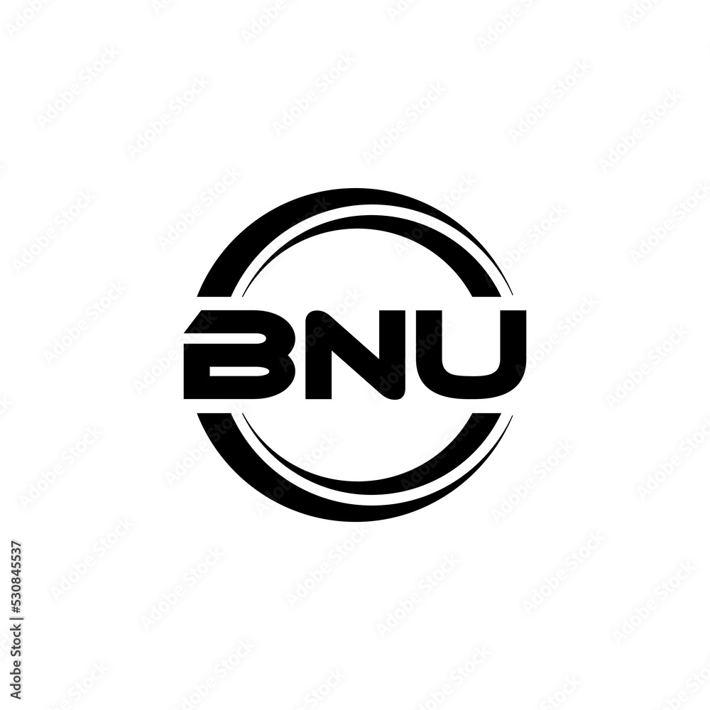BNU letter logo design with white background in illustrator, vector logo modern alphabet font overlap style. calligraphy designs for logo, Poster, Invitation, etc.
