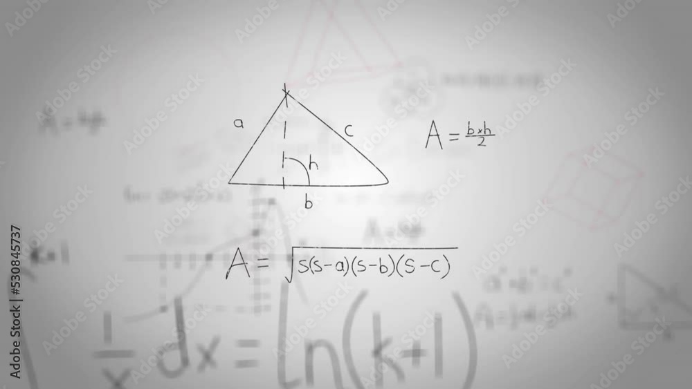 Animation of moving mathematical formulas on white background
