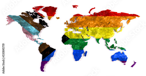 Progress LGBTQ Rainbow world map