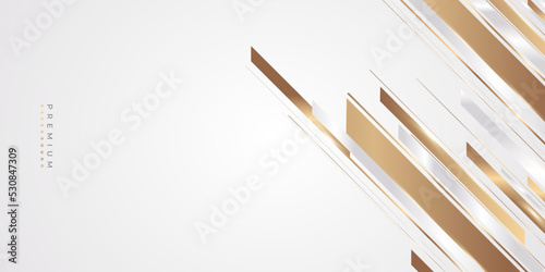 Luxury White and Gold Background with Golden Lines and Paper Cut Style. Premium Gray and Gold Background for Award, Nomination, Ceremony, Formal Invitation or Certificate Design