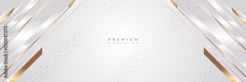 Luxury White and Gold Background with Golden Lines and Paper Cut Style. Premium Gray and Gold Background for Award, Nomination, Ceremony, Formal Invitation or Certificate Design