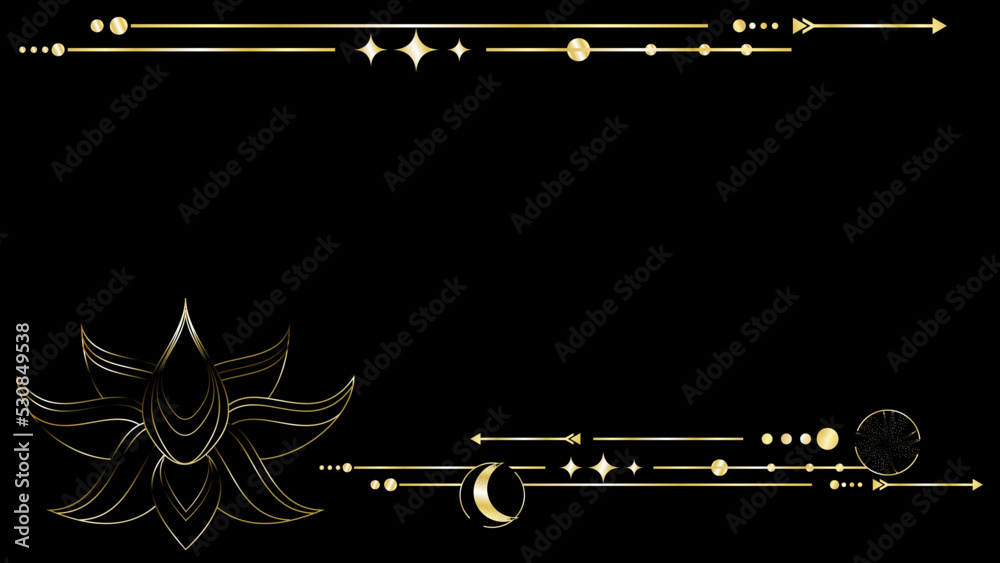 geometric tattoo golden luxury flower lines background card illustration in vector format