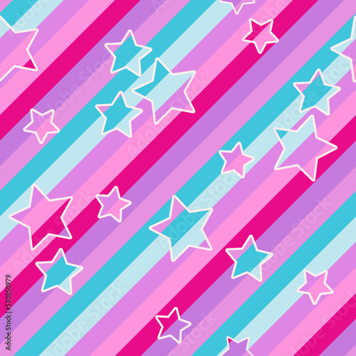 Bold Pink Vibrant Trendy Diagonal Striped Seamless Pattern Vector