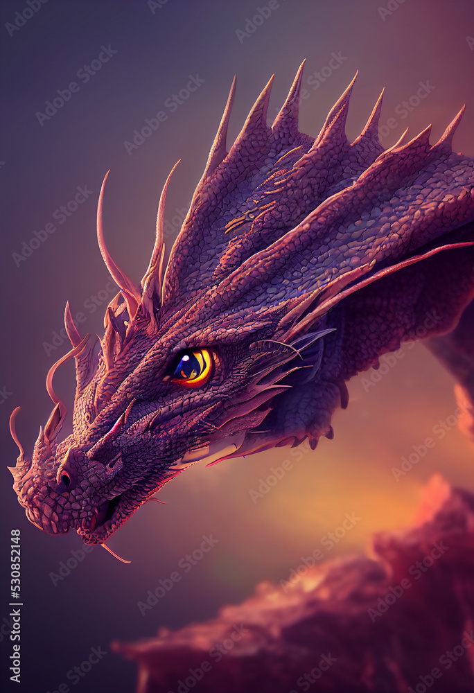 Dragon head AI generated art Stock Illustration | Adobe Stock