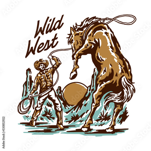 Wild west cowboy illustration photo